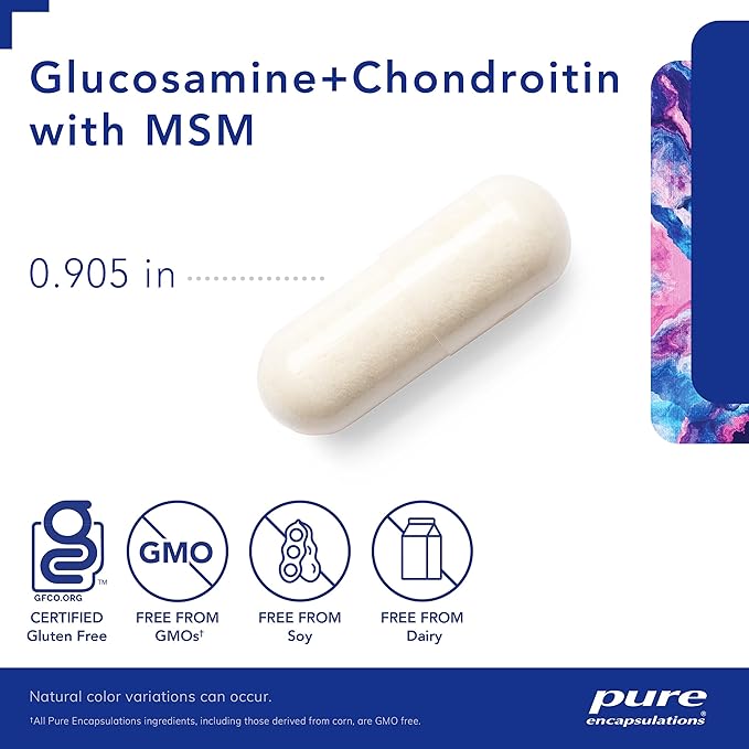 Pure Encapsulations Glucosamine Chondroitin with MSM - Supports Joint Health & Normal Cartilage Formation* - Maintains Enzyme Activity - Gluten-Free & Non-GMO - 120 Capsules
