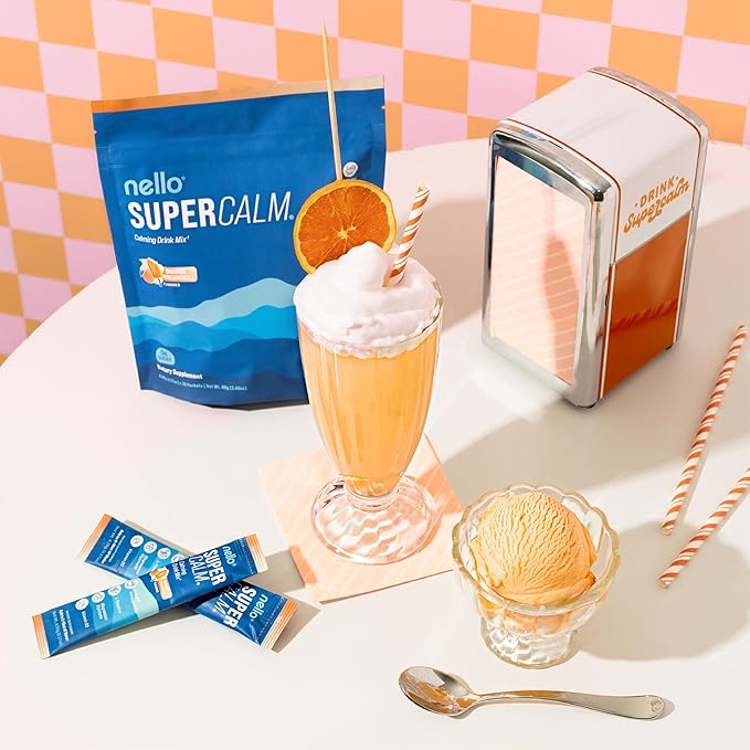 Supercalm Drink Mix - Ashwagandha KSM 66, Magnesium Glycinate & L-Theanine Supplement - Ashwagandha Root Extract - Focus and Relaxation Support (20 Travel Packets) - Orange Creamsicle