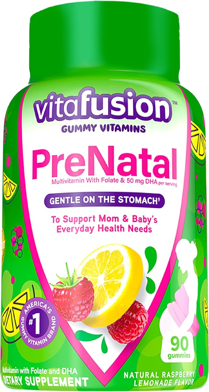 Vitafusion PreNatal Gummy Vitamins & Vitamin D3 Gummy Vitamins for Bone and Immune System Support, Peach, BlackBerry and Strawberry Flavored, 50 mcg Vitamin D, 75 Day Supply, 150 Count