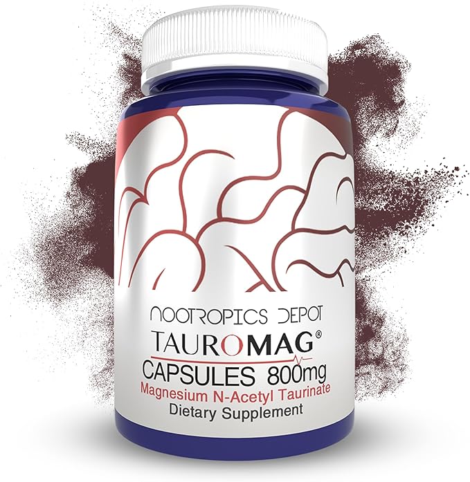 Nootropics Depot Tauromag Capsules | 800mg Magnesium N-Acetyl Taurinate | 90 Count