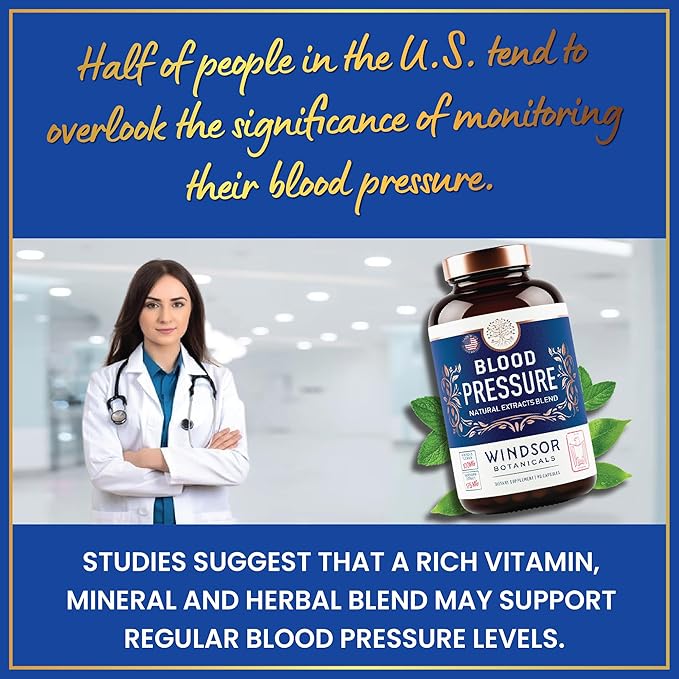 Blood Pressure Support Supplement - Green Tea, Hibiscus, Hawthorn, Garlic - Blood Pressure Vitamin, Mineral and Activated Naturals - 3 Month Supply, 90 Capsules