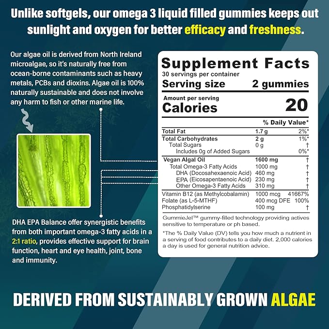 Vegan Omega 3 Gummies+ Vitamin B100 Complex Gummies
