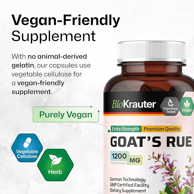 BIO KRAUTER Goats Rue Lactation Support Capsules 1200 mg - 100 Count - Goats Rue Capsules - Natural Breastfeeding Supplements