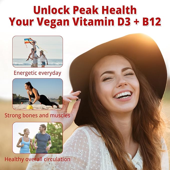2Pack Vegan Vitamin D3 + Vitamin B12 Gummies, High Potency Vitamin D3 5000IU & 1000 mcg Methylated B12, Vitamin D3 and B12 for Adults, Support Bone Health, Immune & Energy Supplement, 120 Count