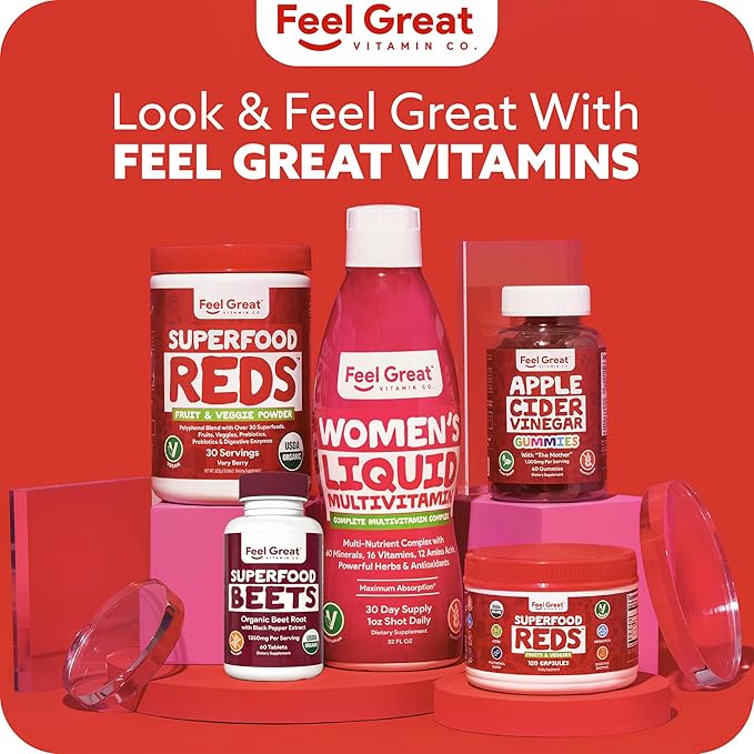 Feel Great Vitamins Organic Beet Root Powder Supplements (Tablets) | Beets Nitric Oxide Supplement | Red Beet Powder Support Healthy Circulation with Natural Nitrates for Natural Energy*