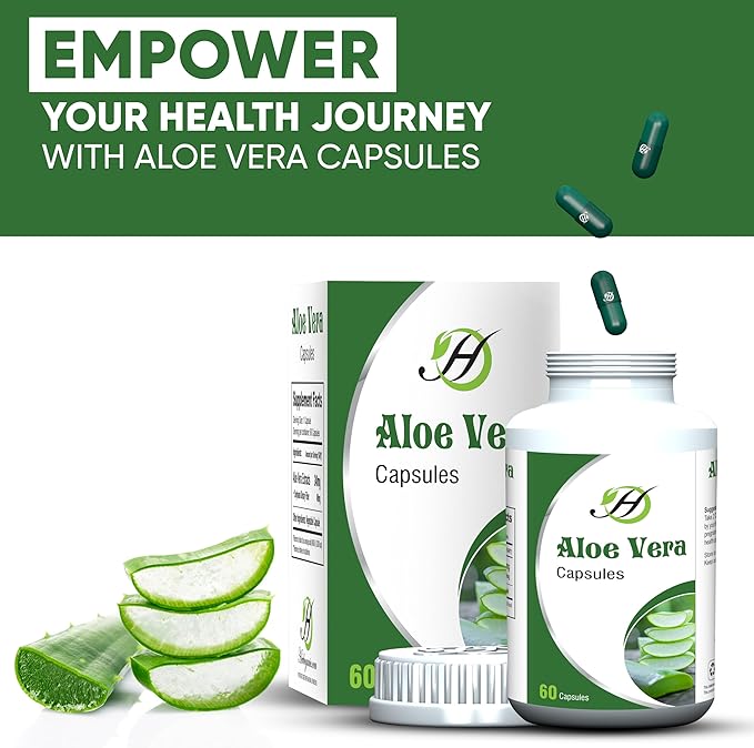 Aloe Vera Capsules 500mg 60 Capsules - All Natural Vegetarian Capsules with 100% Pure Aloe Vera for Skin, Hair, Nails……