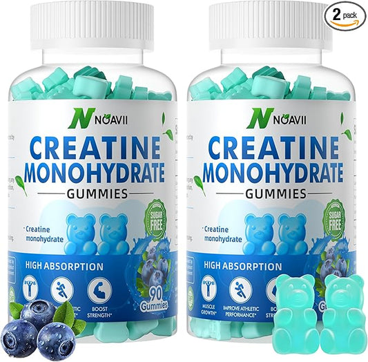 Creatine Monohydrate Gummies 5000mg for Men & Women, Chewables Creatine Monohydrate for Muscle Strength, Muscle Builder, Energy Boost, Pre-Workout Supplement-180 Blueberry Gummies