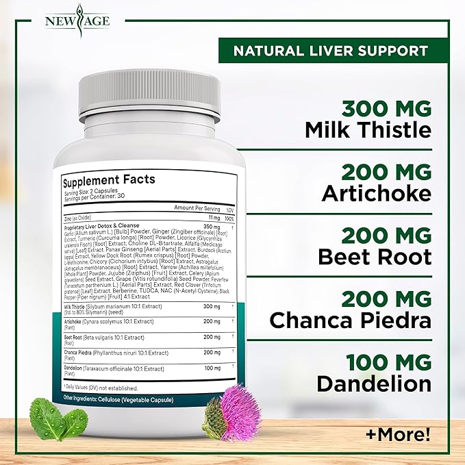 Liver Cleanse Detox & Repair - Milk Thistle Supplement - Liver Support with Choline, Artichoke Extract, Chicory & Dandelion Root Supplement - Milk Thistle Liver Detox & Liver Cleanse - 120 Count