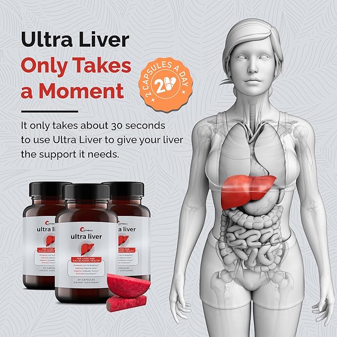 Ultra Liver Supplement for Liver Health and Gallbladder Support - Powered by TMG, NAC Milk Thistle, and More - 60 Capsules - 3 Pack