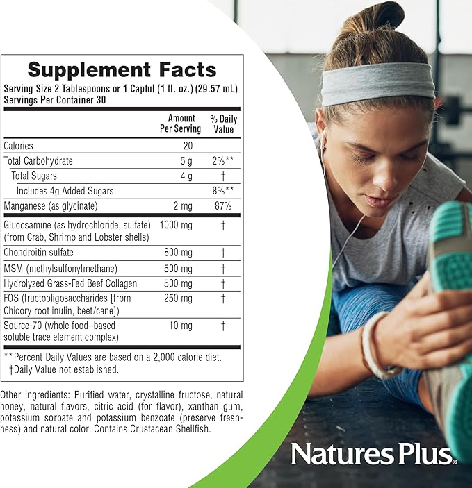 Natures Plus Ultra Rx-Joint Liquid, Honey Lemon - 30 fl oz - Supports Healthy Joint Function - with Glucosamine, Chondroitin & MSM - Gluten Free - 30 Servings