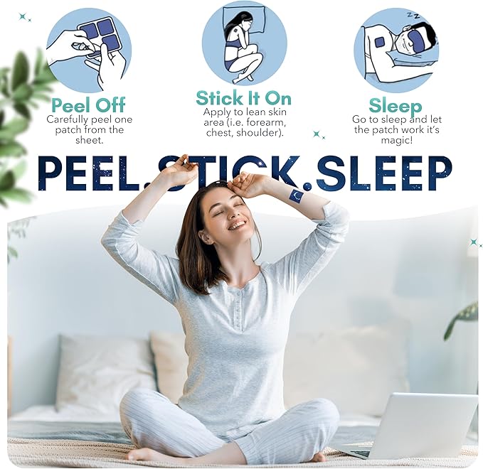 Sleep Patches for Adults Extra Strength – Natural Sleeping Patch, Melatonin-Free Patch for Relaxation & Restful Night – Long-Lasting Formula