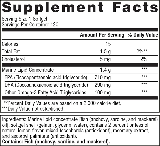 Metagenics OmegaGenics Fish Oil EPA-DHA 1000 mg - High Potency - Omega-3 Fish Oil Supplement - for Heart Health, Musculoskeletal Health & Immune System Health* - with DHA & EPA - 120 Softgels