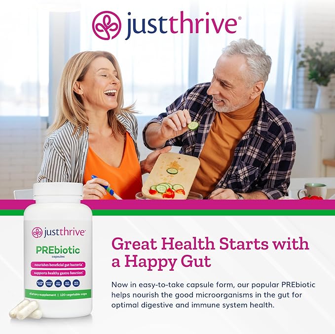 Just Thrive PREbiotic Capsules - Prebiotic Blend for Gut Health and Immune Support, 120 Caps