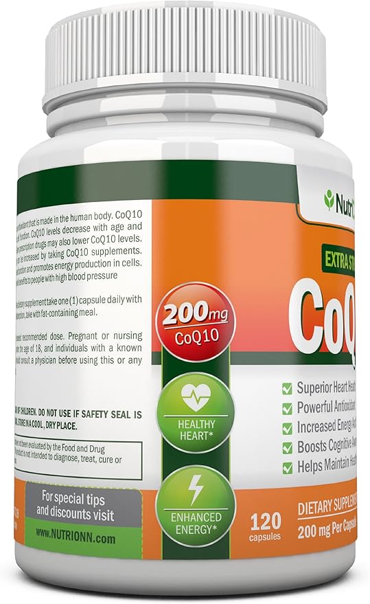 CoQ10 200mg (Double Strength), 120 Capsules - High Absorption Coenzyme Q10 - Scientifically Proven Extra Strength CoQ10 Ubiquinone - 4 Month Supply