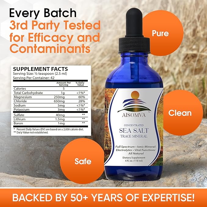 Trace Minerals Pure Sea Salt Mineral Blend with Dropper for Hydration, Electrolyte Balance & Nutrient Absorption | Bioavailable Formula (4 Fl Oz)