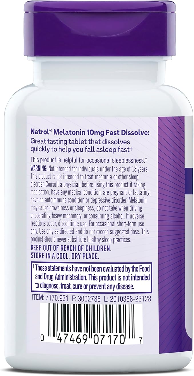 Natrol Sleep Melatonin 10mg Fast Dissolve Tablets, Nighttime Sleep Aid for Adults, 30 Strawberry-Flavored Melatonin Tablets, 30 Day Supply (Pack of 12)