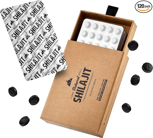 Natural Shilajit Tablets – 120 Dry Drops 100% Pure Shilajit for Men & Women with Fulvic Acid & 85+ Trace Minerals for Peak Physical & Mental Performance, Immune Health & Detox (4 Month Supply)