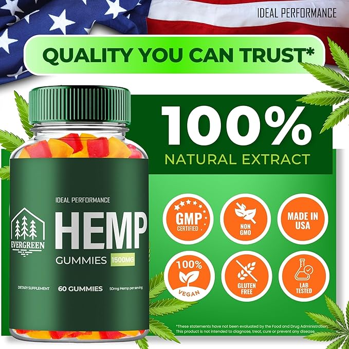 Evergreen Hemp Gummies - Ever Green Supplement Hemp Gummies - Maximum Strength, All Natural Overall Health and Wellness Support, Evergreen Health Gummy Reviews (5 Pack)