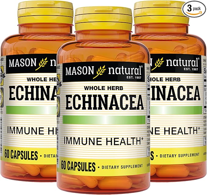 MASON NATURAL Echinacea - Immune System Booster, Supports Overall Health, Herbal Supplement, 60 Capsules (Pack of 3)