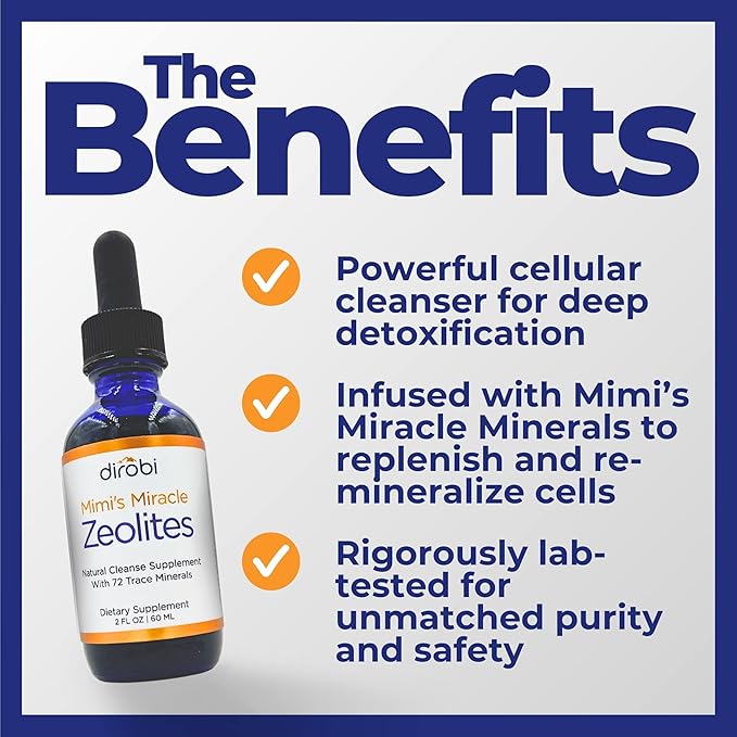 Mimi's Miracle Zeolites: Micronized Zeolite Supplement Liquid with 70 Trace Minerals - Supports Cell Restoration, Immune & Digestive Tract Health - (4 oz Bottle, 60 Day Supply)