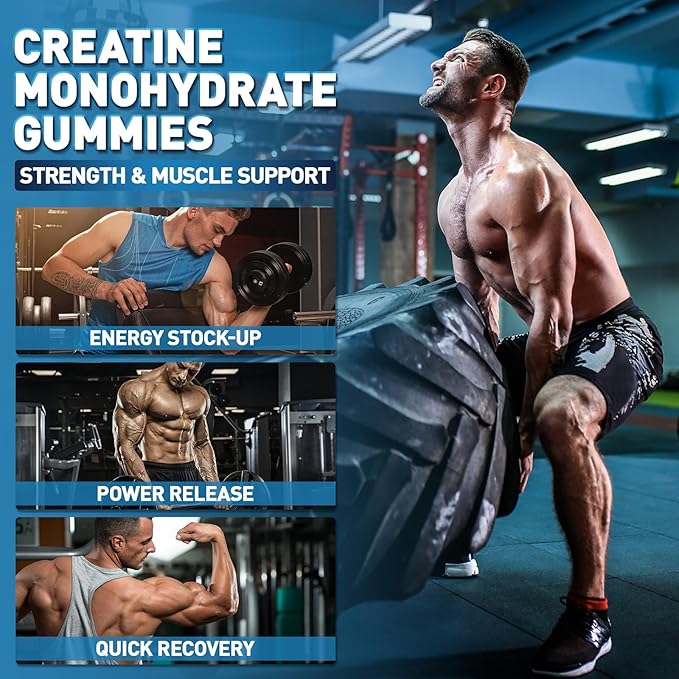 Creatine Monohydrate Gummies for Men and Women 80 Count (Pack of 1)