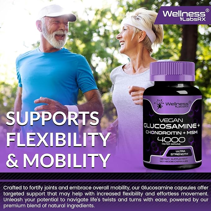 Glucosamine Chondroitin MSM - 4000mg - Joint Support Supplement, Glucosamine Chondroitin Capsules, Helps with Back Pain, Knee Pain Relief, Joint Pain Relief Supplements Triple Strength - 120 Count
