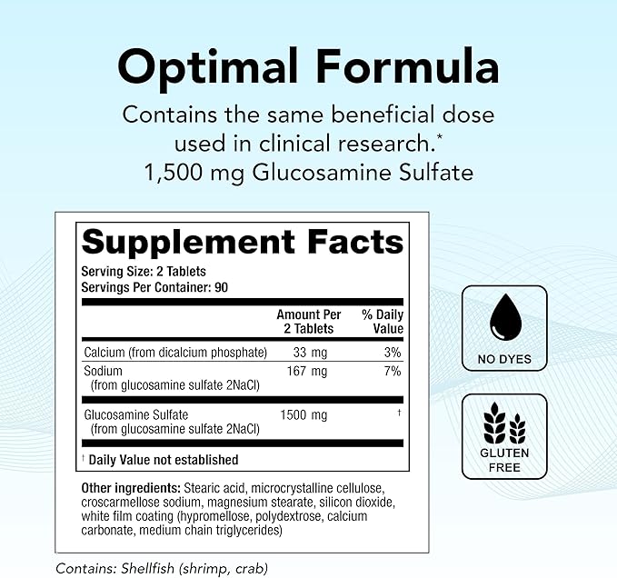 Theralogix OptiFlex-G Glucosamine Sulfate - 90-Day Supply - Joint Support Supplement - Supports Joint Health for Men & Women - Glucosamine Joint Supplement - NSF Certified - 180 Tablets