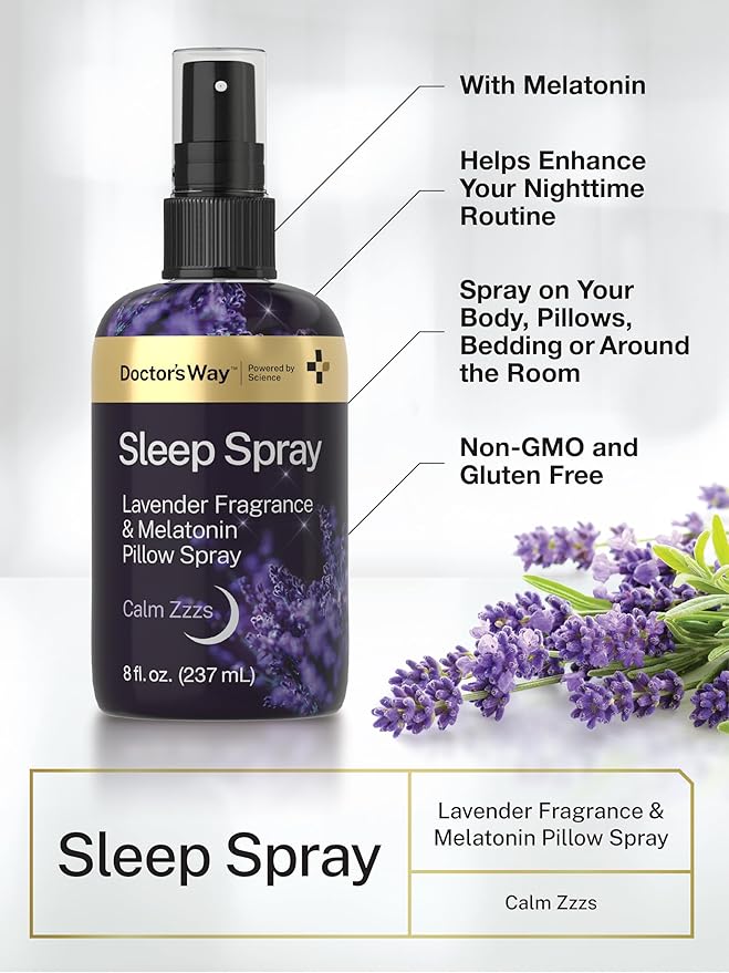 Doctor's Way Sleep Spray 8 fl oz | 3 Pack | with Lavender & Melatonin | Fragrance Pillow Spray | Non-GMO, Gluten Free, Paraben Free