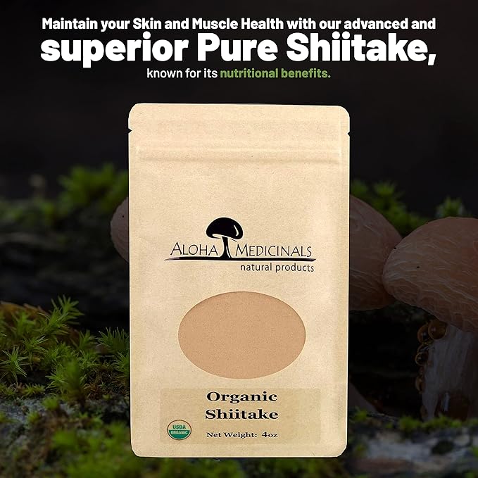 Pure Shiitake, Certified Organic Mushrooms Supplement, Bag of 4 oz Powder