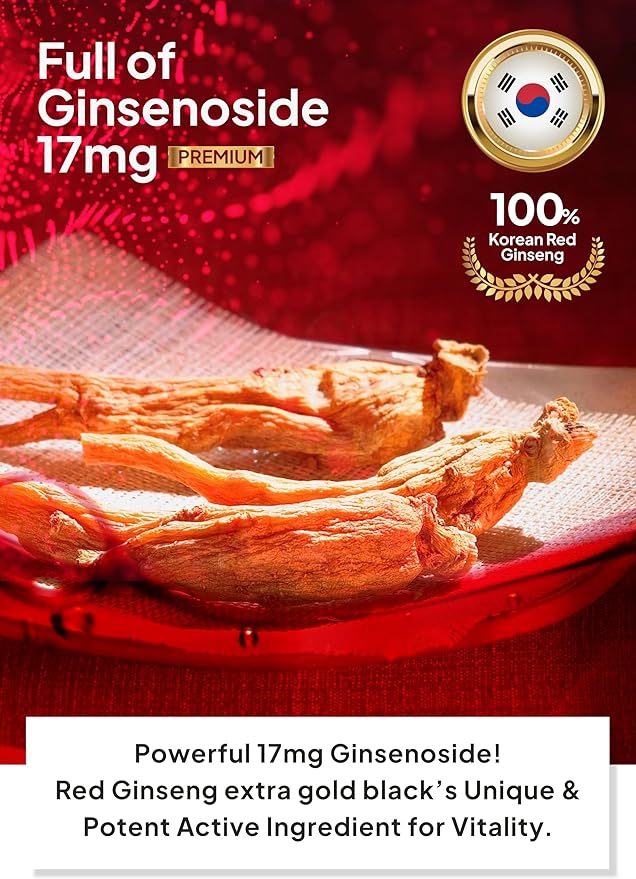 Korean Food Sanglimwon Gold Black Stick, High-Potency Red Ginseng with 17mg Ginsenosides, Luxurious Gift Package, 30 Sticks