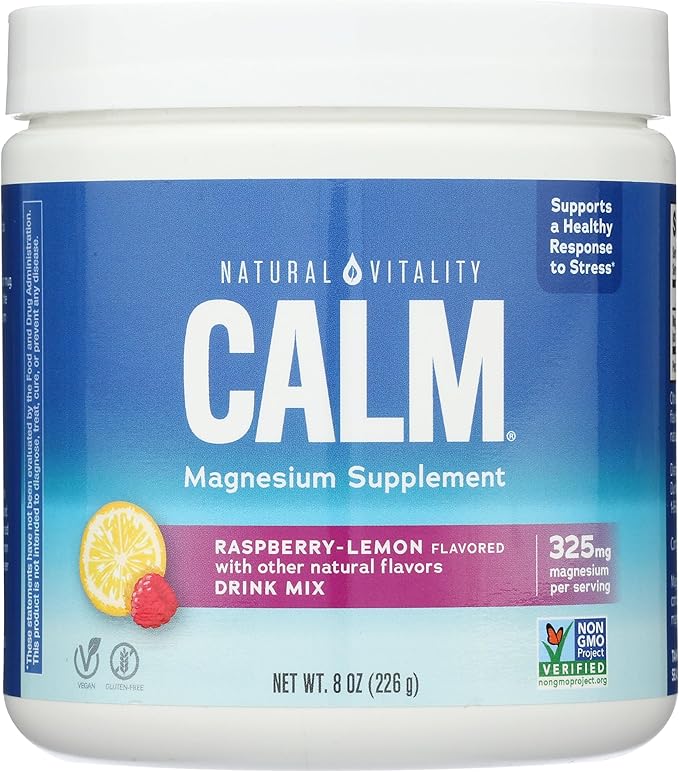 NATURAL VITALITY Raspberry Lemon Calm Magnesium Drink Mix, 8 OZ