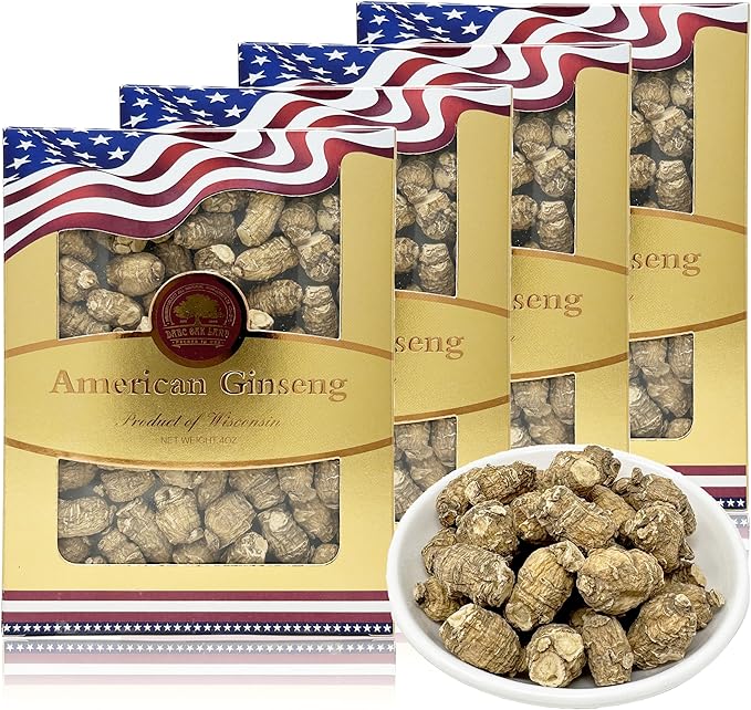 DOL Hand Selected Cultivated Wisconsin American Ginseng Pearl Ginseng 花旗参/西洋参 精选珍珠参 - in Box. (Small 4oz/Box*4)