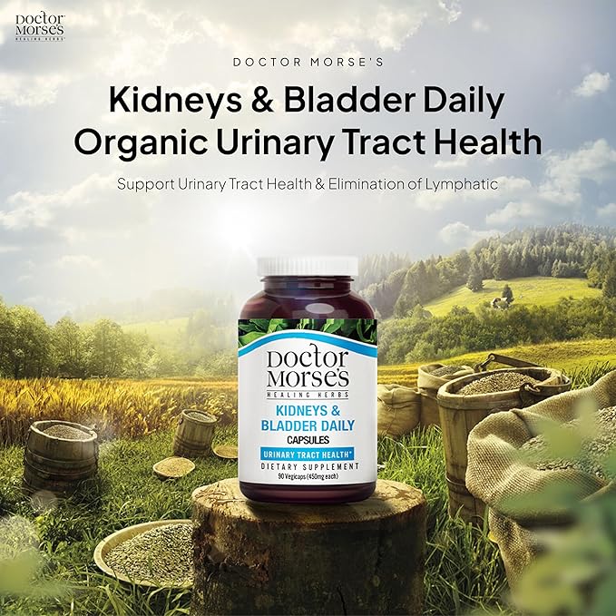 Doctor Morse's Kidney & Bladder Daily Cleanse - Support Urinary Tract Health & Elimination of Lymph - Organic & Naturopath Formulated - Cordyceps Mushroom, Juniper Berry, Horsetail Herb - 90 Capsules