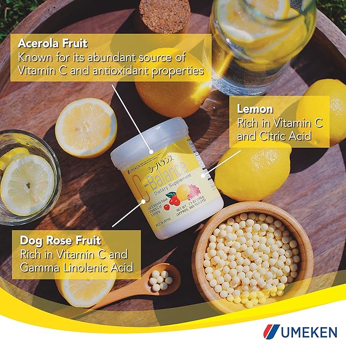 Umeken C-Balance Chewable Vitamin C Supplements, High Potency Vitamin C for Adults & Kids, with Citric Acid and Gamma-linolenic Acid, Vitamin C Chewables, 130g, 3 Months Supply, 4.6 Ounce, Pack of 1