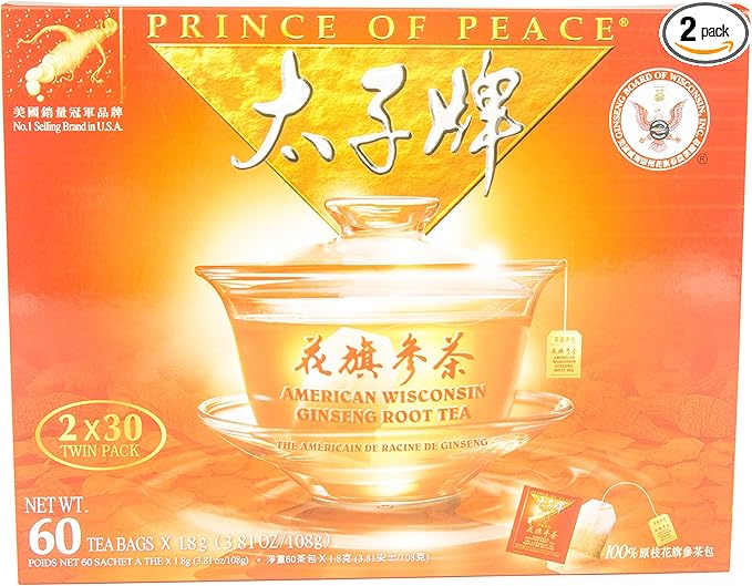 Prince of Peace American Wisconsin Ginseng Root Tea (2 boxes x 30 teabags each)