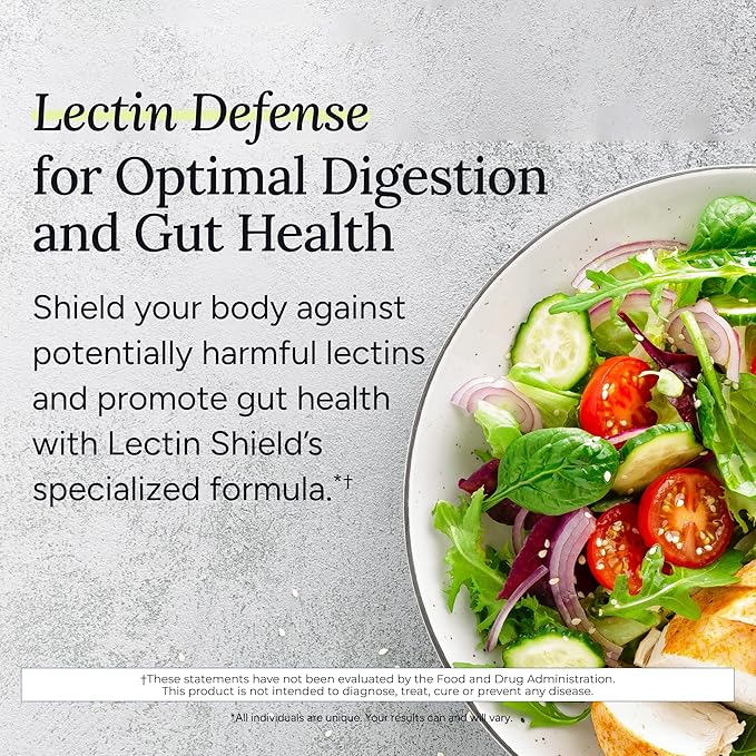 Gundry MD® Lectin Shield, Gut Health and Digestion Supplement, Helps Block Potentially Harmful Lectins, Supports Digestive Comfort, and Intestinal Health †*, 30 Day Supply