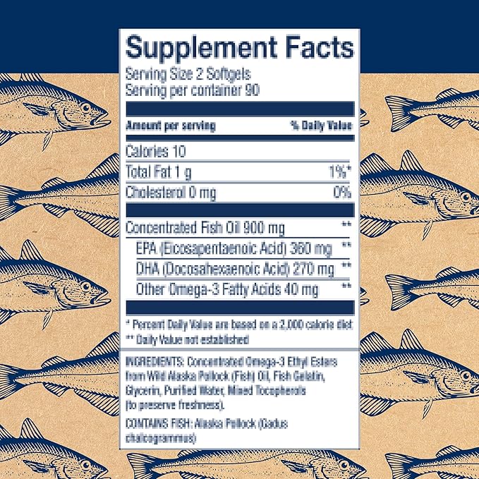 Wiley's Finest Wild Alaskan Fish Oil Easy Swallow Minis - Omega-3 Fish Oil Supplement for Adults and Kids - Double-Strength 630mg EPA and DHA Natural Supplement - 180 Mini Softgels (90 Servings)