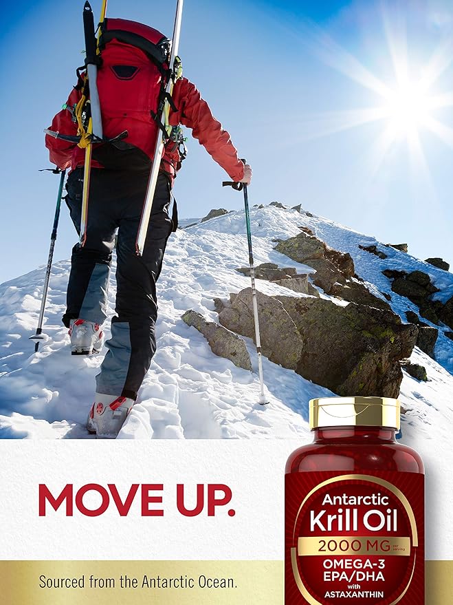 Carlyle Antarctic Krill Oil 2000 mg 120 Softgels | Omega-3 EPA, DHA, with Astaxanthin Supplement Sourced from Red Krill | Maximum Strength | Laboratory Tested