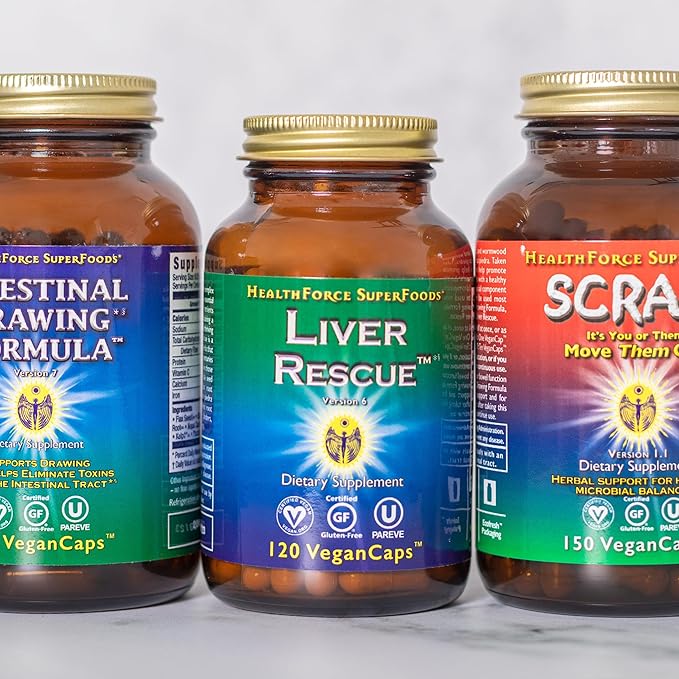 HealthForce SuperFoods Liver Rescue - Natural Liver Cleanse - with Milk Thistle & Dandelion Root - Gluten-Free & Vegan - 120 Capsules (Pack of 2)