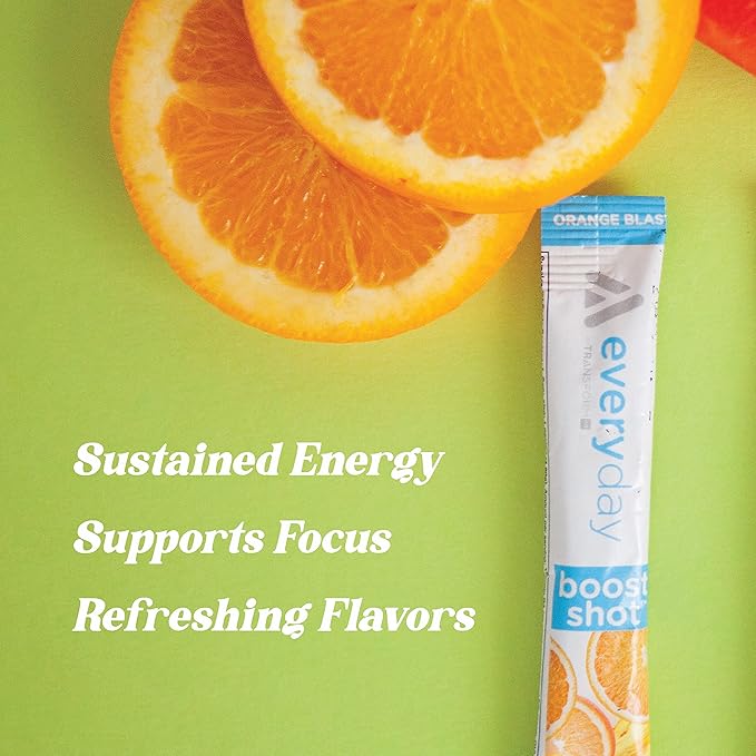 TransformHQ Boost Shot Powder Drink Stick Packets, Rocket Pop, 7 Pack, Energy Supplements for Women & Men, with Caffeine, Vitamin B12, B9, B6 & B3