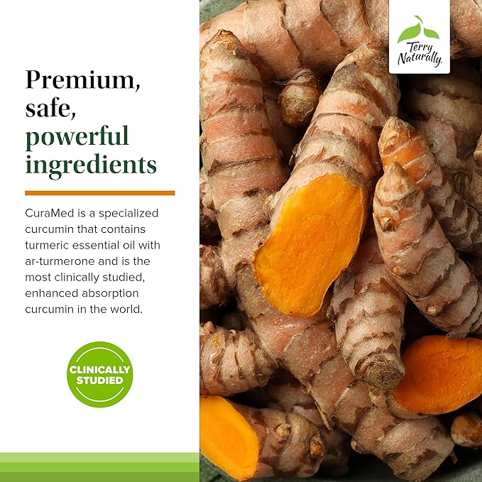 Terry Naturally CuraMed 375mg - Antioxidant Supplement for Brain & Immune Health Support - Dietary Supplement with Curcumin & Turmeric Essential Oil - Herbal Liver Support - 90 Softgels