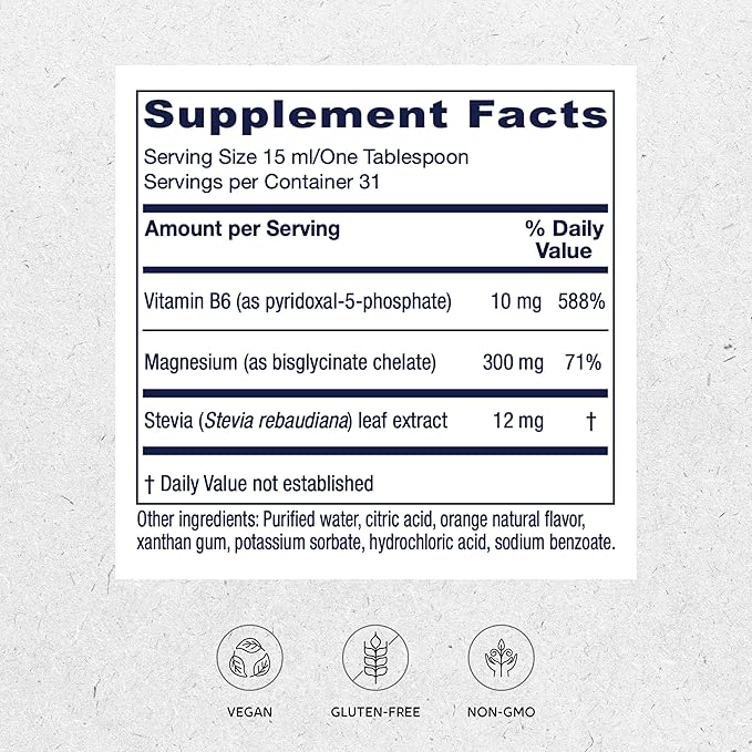 Vitanica Magnesium Tonic - Brain Health Supplement with Vitamin B6 - Liquid Magnesium Supplement, Brain Health, Muscle Support & Heart Health - Pro Logo - Orange, 16 Fl Oz