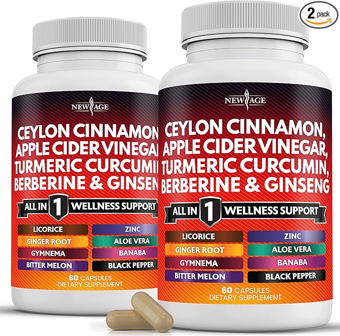 Ceylon Cinnamon, Turmeric, Apple Cider Vinegar, Ginseng, Aloe Vera, Berberine Plus Banaba, Ginger Root - 120 Count