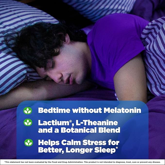 Natrol Soothing Night With Lactium, L-Theanine & a Botanical Blend, Dietary Supplement for Bedtime Without Melatonin to Calm Stress and Support Sleep, Clarity & Alertness, 30 Capsules, 30 Day Supply