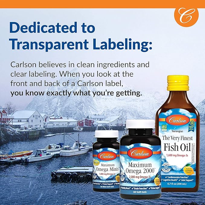 Carlson - Cod Liver Oil Gems, Low Vitamin A, 230 mg Omega-3s, Norwegian, Wild Caught, Sustainably Sourced, 300 Softgels