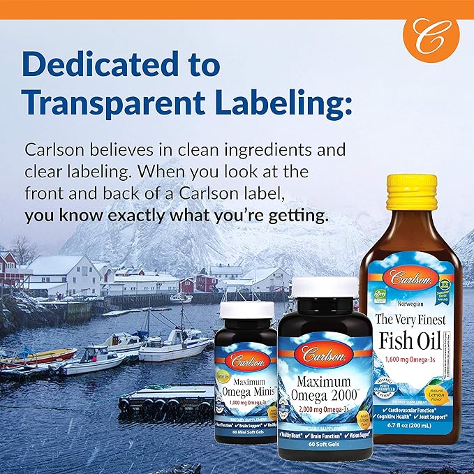 Carlson - Teen's Smart Catch, 700 mg Omega-3s, Cognitive Development, Brain Function & Vision Support, Lemon, 90 Softgels