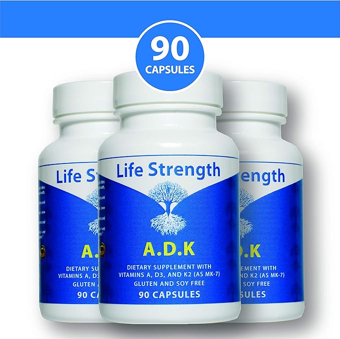 ADK Supplement (90 CT) - Physician Formulated Vitamins A1, D3 & K2 (as MK7) for Bone Health - Immune System Support - Gluten Free, Soy Free, Non-GMO - Pack of 2