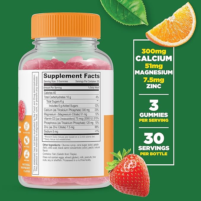 Lifeable Calcium, Magnesium, Zinc & Vitamin D + Melatonin 20mg, Gummies Bundle - Great Tasting, Vitamin Supplement, Gluten Free, GMO Free, Chewable Gummy