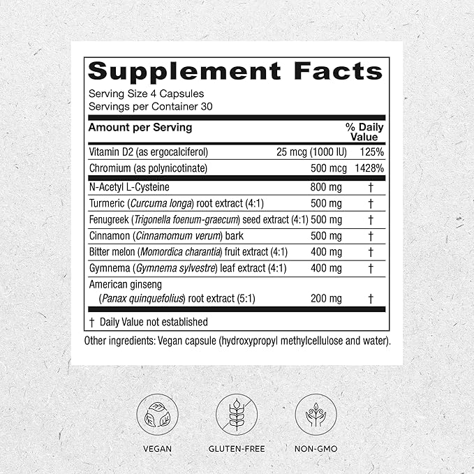 Vitanica Metabolic Manager - Herbal Supplement to Support Healthy Metabolic Response - Dietary Supplement with Vitamin D - Vegan Antioxidant Supplement - 120 Capsules