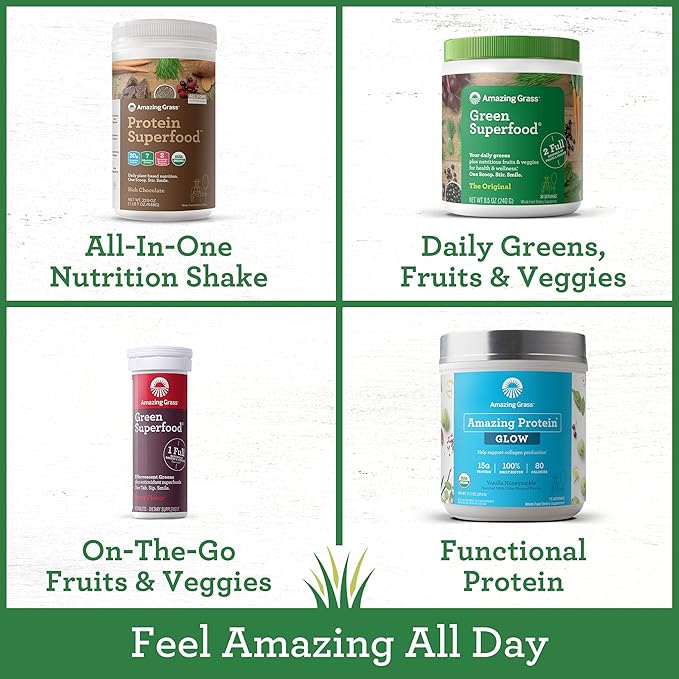 Amazing Grass Effervescent Tablets: Green Superfood Water Flavoring Tablet with Antioxidants & Alkalizing Greens, Lemon Lime, 60 Count